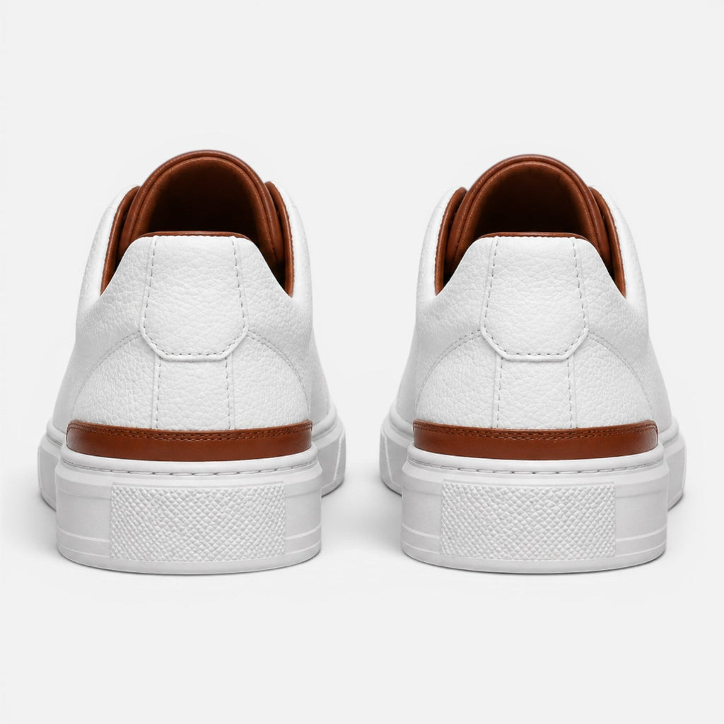 Men's Leather Sneakers with Elastic Laces | Non-Slip Comfortable Casual Shoes