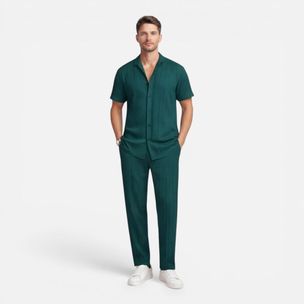 Men's Lightweight Co-Ord Set - Short Sleeve Shirt and Trousers for Casual Wear