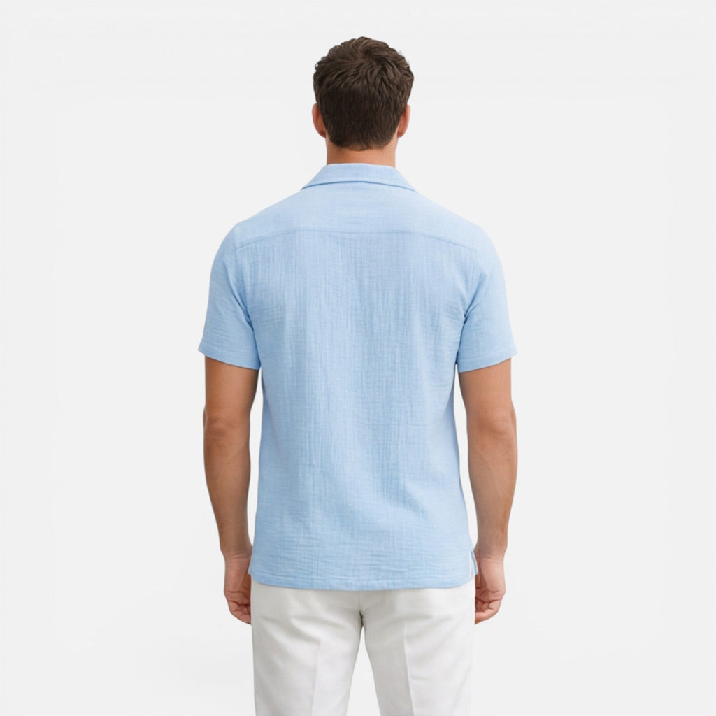 Men's Lightweight Linen Cotton Blend Short Sleeve Shirt - Breathable Casual Wear