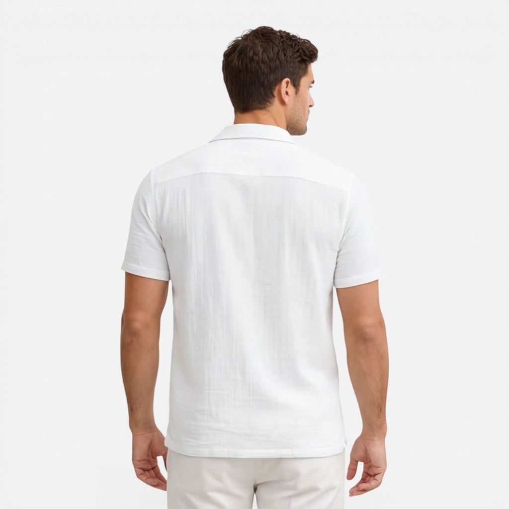 Men's Lightweight Linen Cotton Blend Short Sleeve Shirt - Breathable Casual Wear