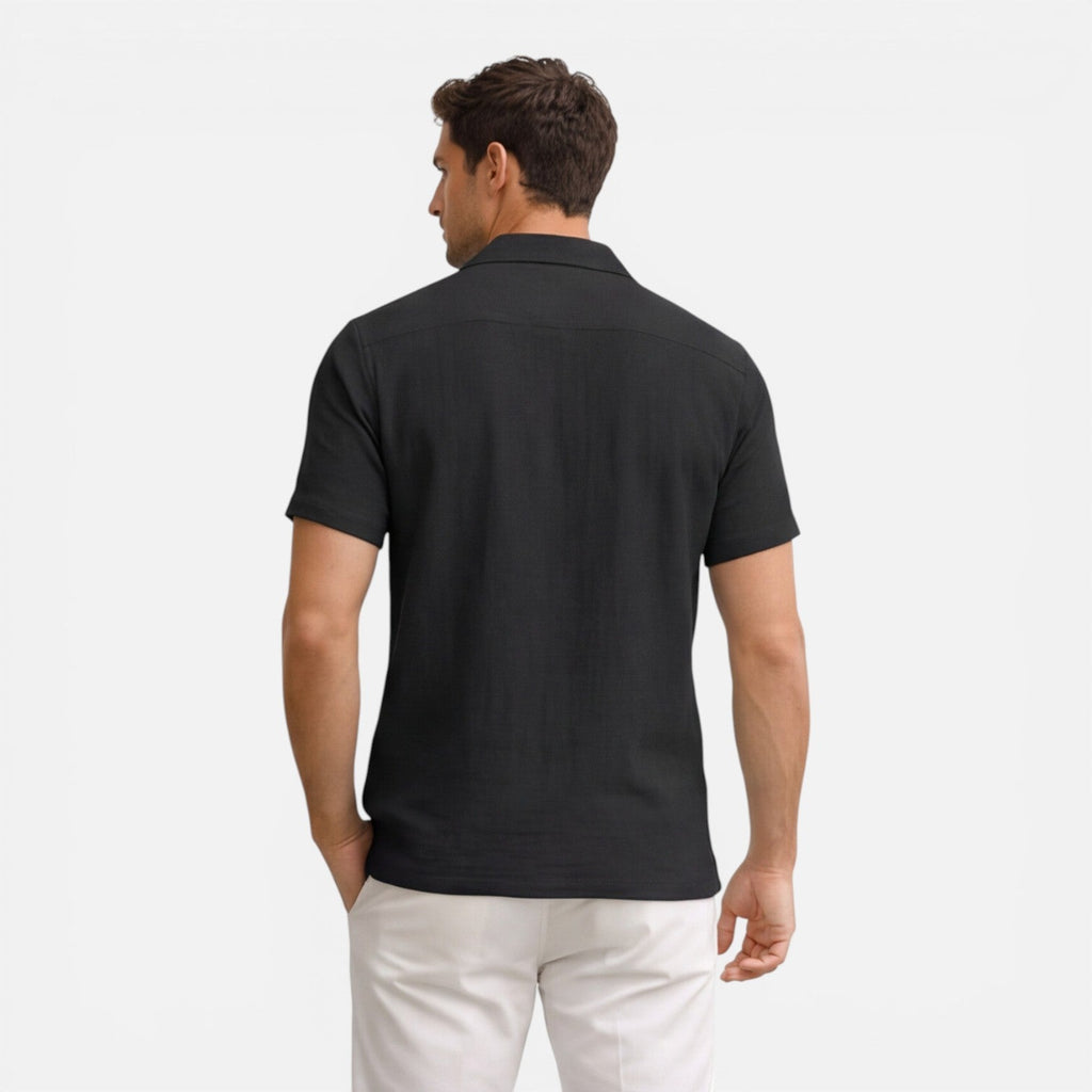 Men's Lightweight Linen Cotton Blend Short Sleeve Shirt - Breathable Casual Wear