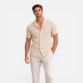 Men's Lightweight Linen Cotton Blend Short Sleeve Shirt - Breathable Casual Wear