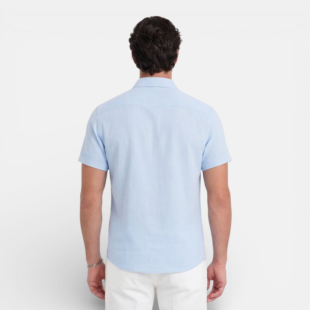 Men's Linen Cotton Blend Short Sleeve Shirt - Breathable Summer Wear