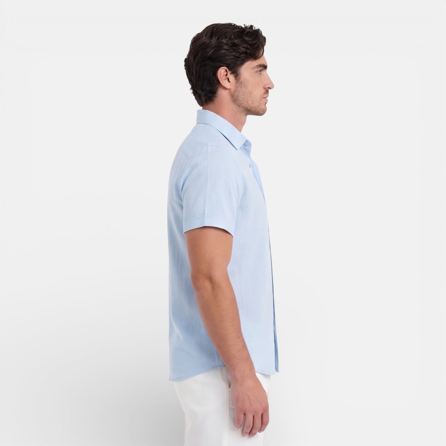 Men's Linen Cotton Blend Short Sleeve Shirt - Breathable Summer Wear