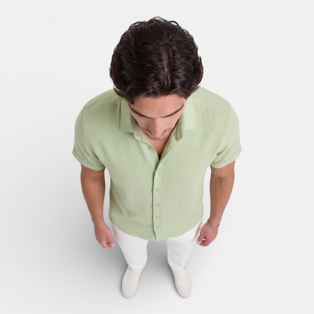 Men's Linen Cotton Blend Short Sleeve Shirt - Breathable Summer Wear