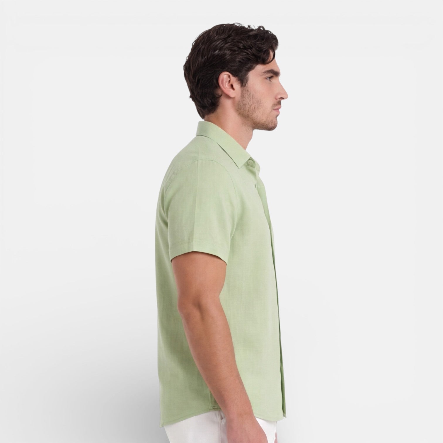 Men's Linen Cotton Blend Short Sleeve Shirt - Breathable Summer Wear