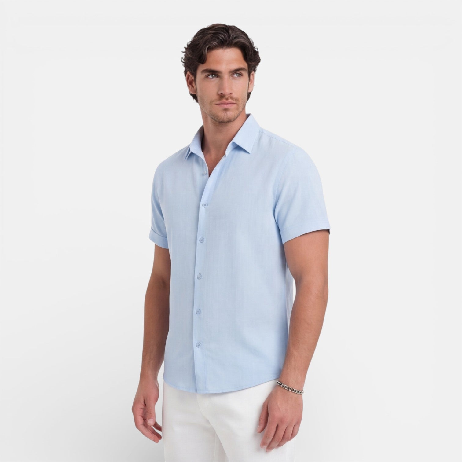Men's Linen Cotton Blend Short Sleeve Shirt - Breathable Summer Wear