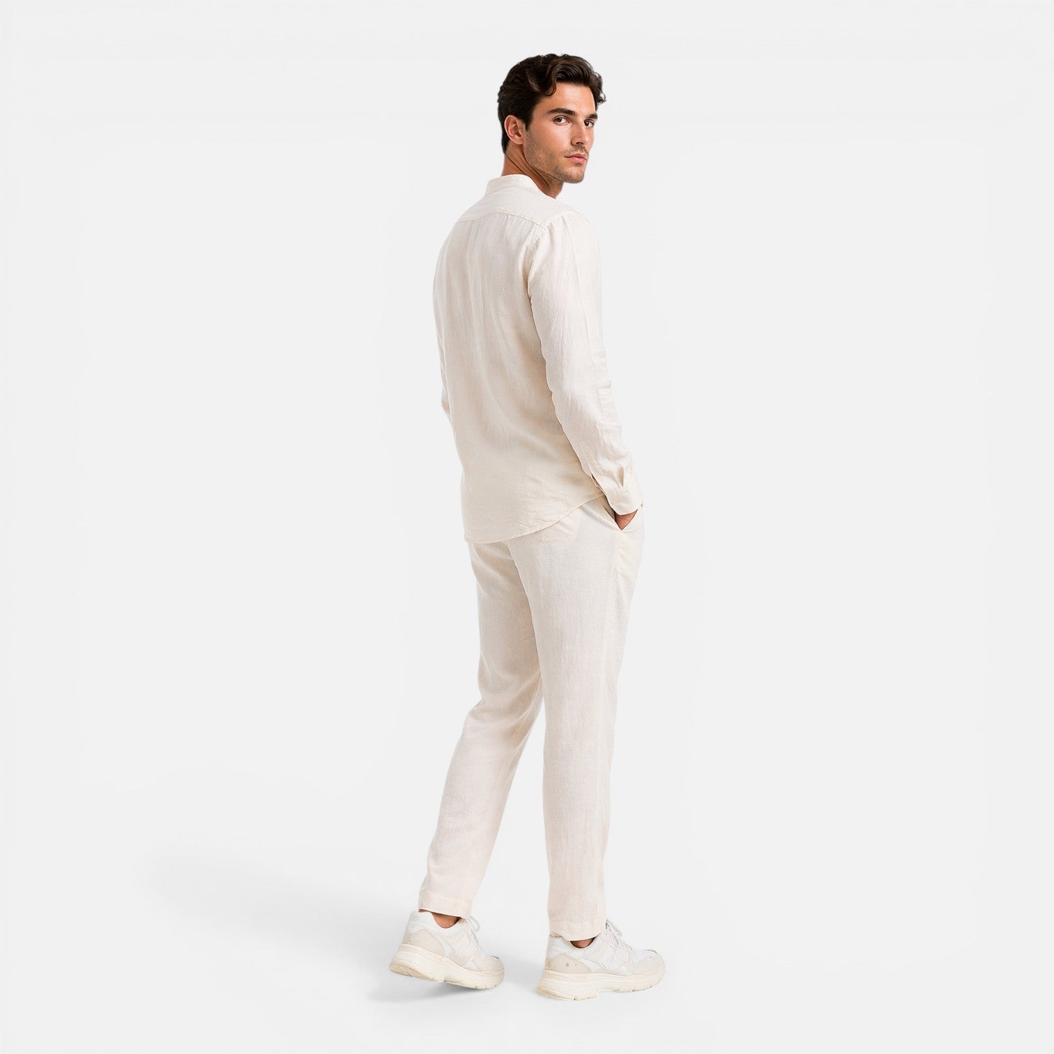Men's Linen Relaxed Fit Shirt and Trouser Set for Casual Wear