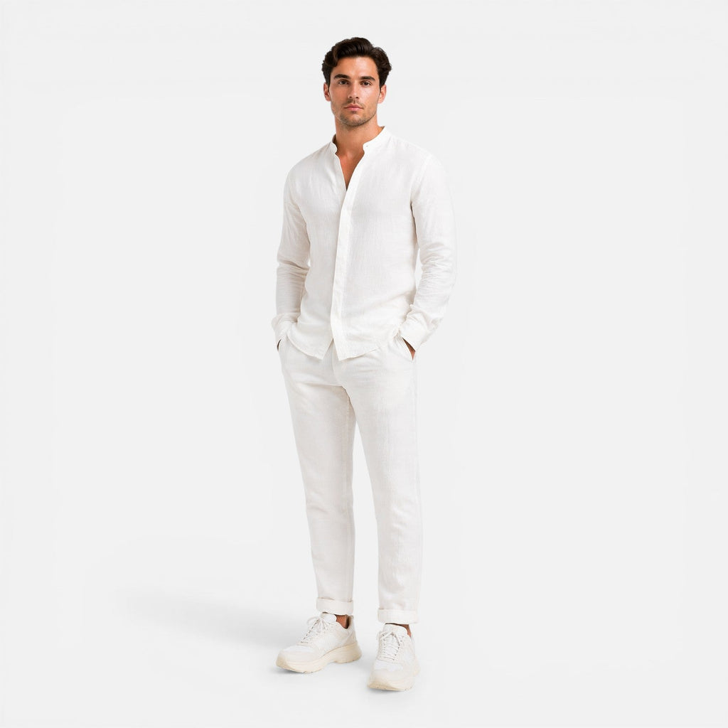 Men's Linen Relaxed Fit Shirt and Trouser Set for Casual Wear