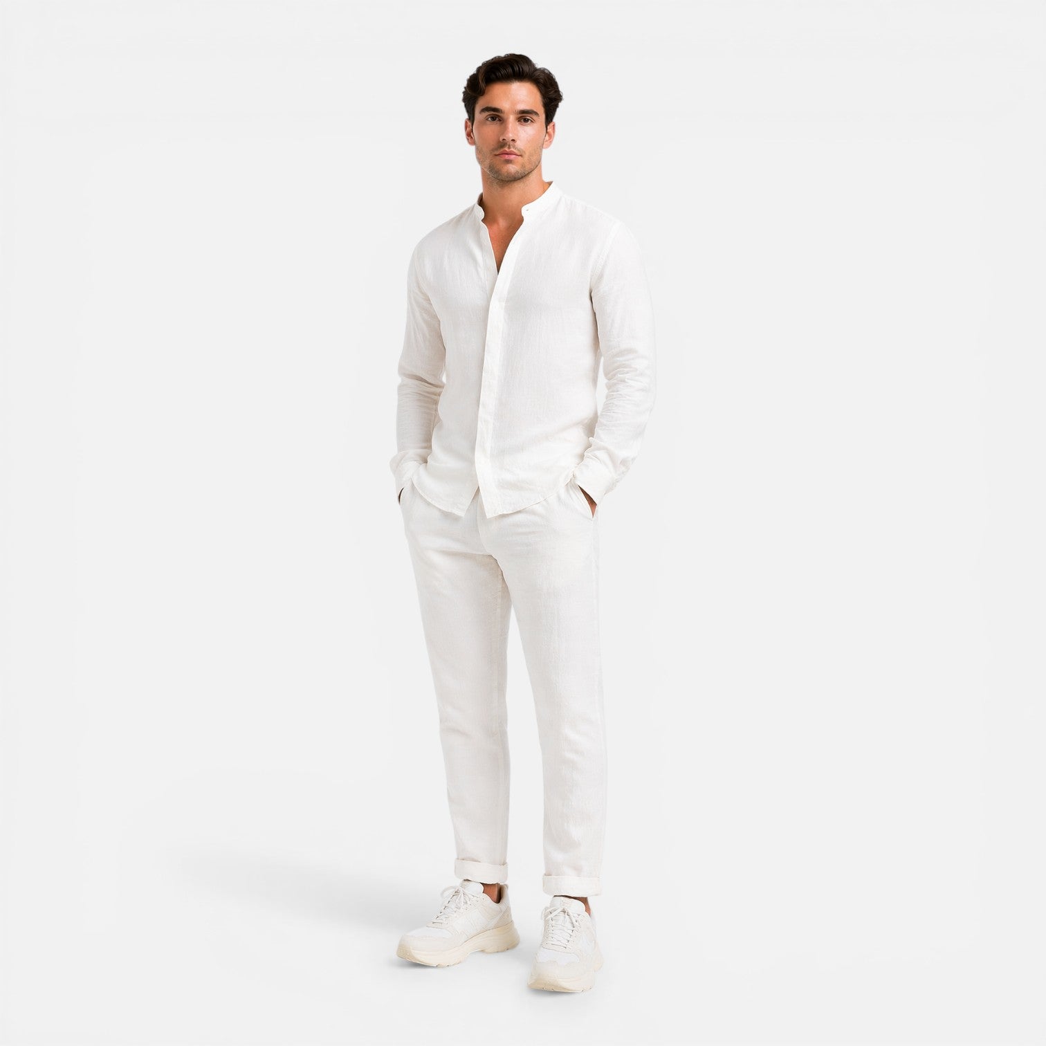 Men's Linen Relaxed Fit Shirt and Trouser Set for Casual Wear