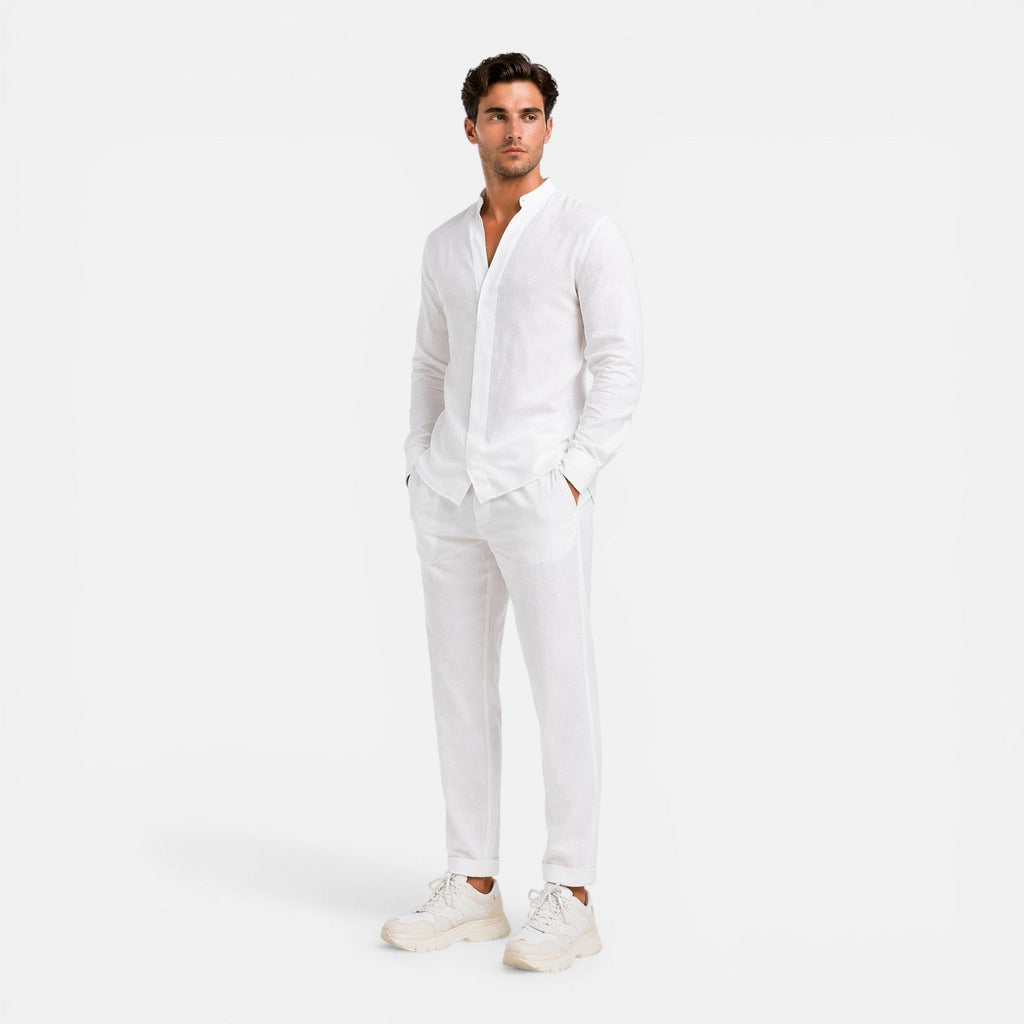 Men's Linen Relaxed Fit Shirt and Trouser Set for Casual Wear