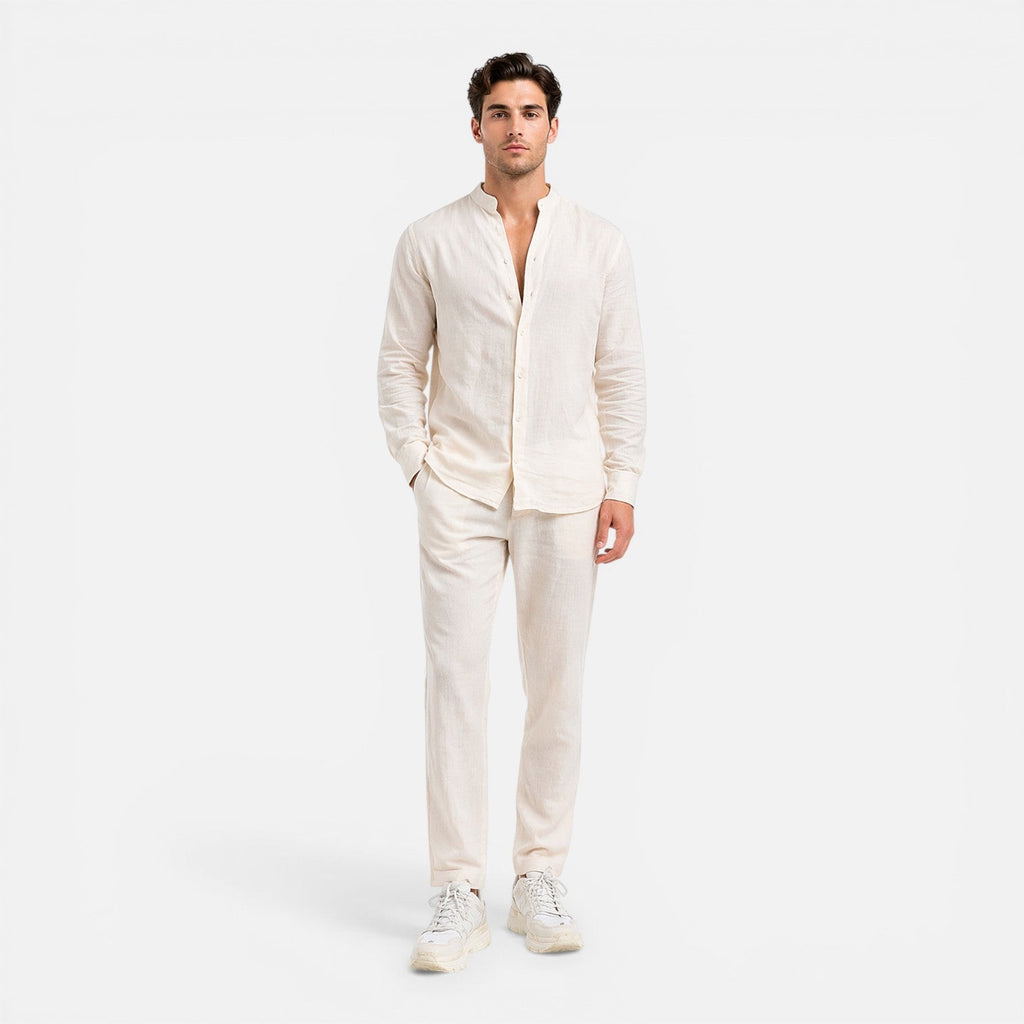 Men's Linen Relaxed Fit Shirt and Trouser Set for Casual Wear