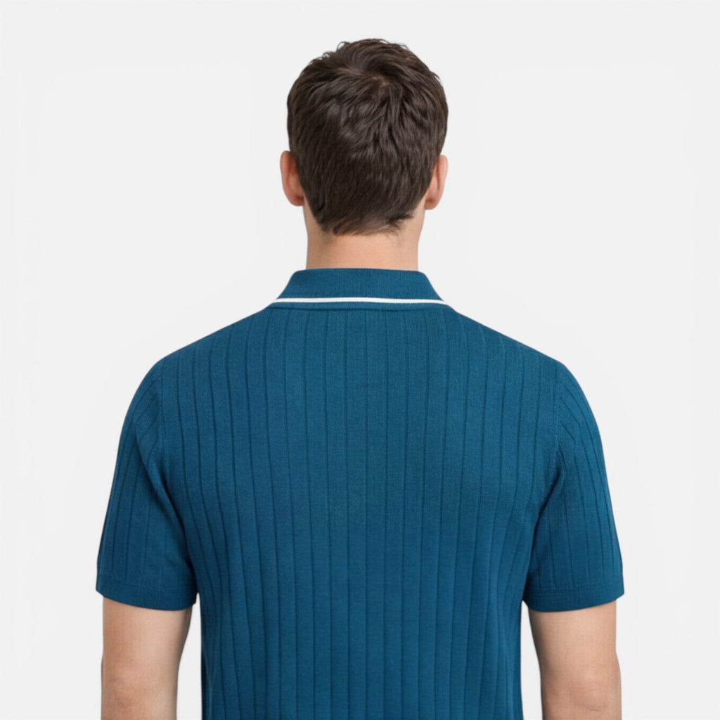 Men's Ribbed Cotton Polo Shirt | Lightweight Comfort | Classic Fit