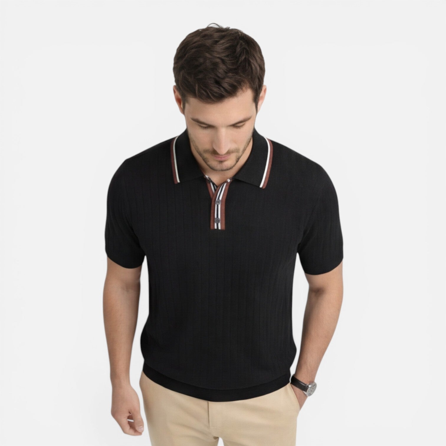 Men's Ribbed Cotton Polo Shirt | Lightweight Comfort | Classic Fit
