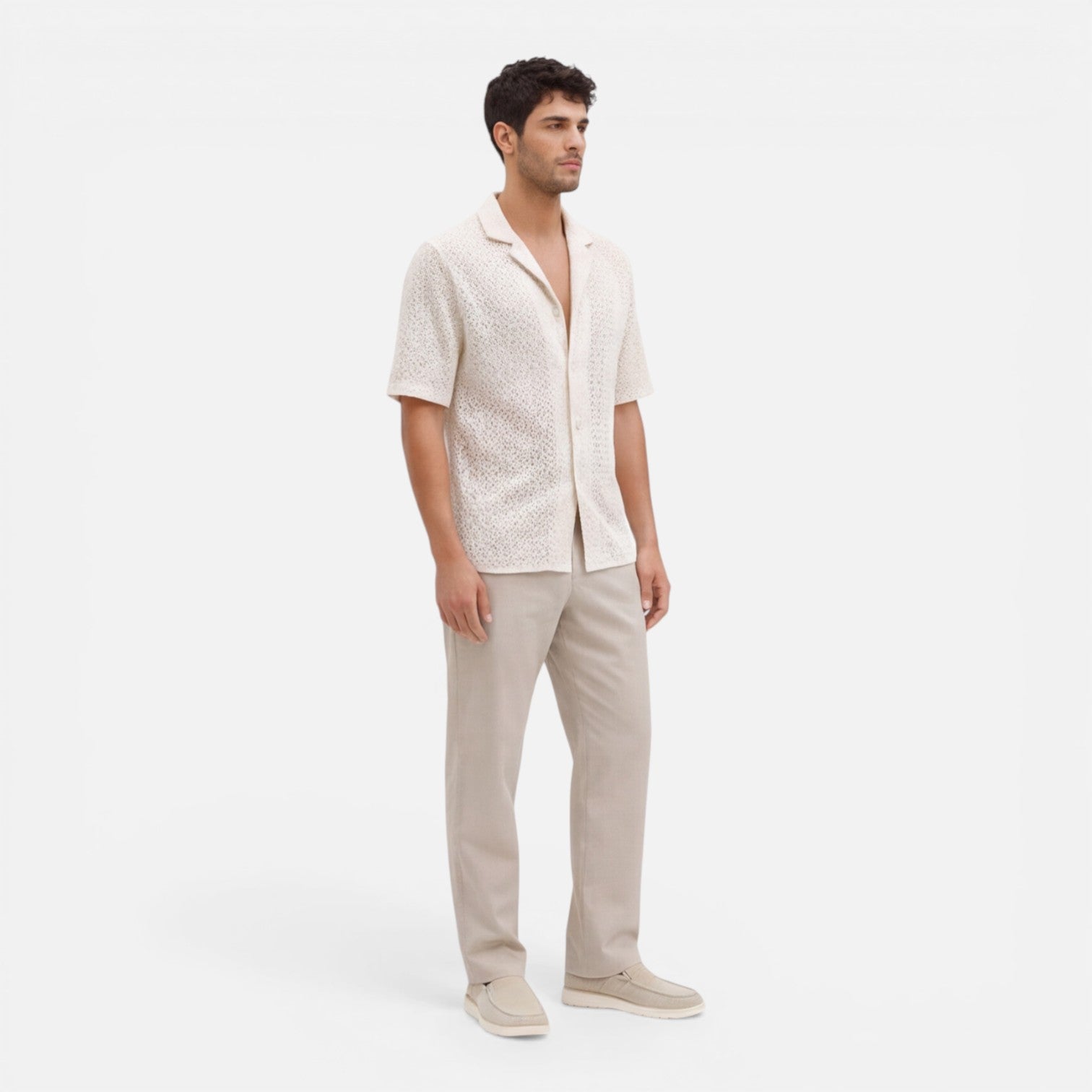 Men's Short Sleeve Knit Shirt | Breathable Summer Button-Up Top