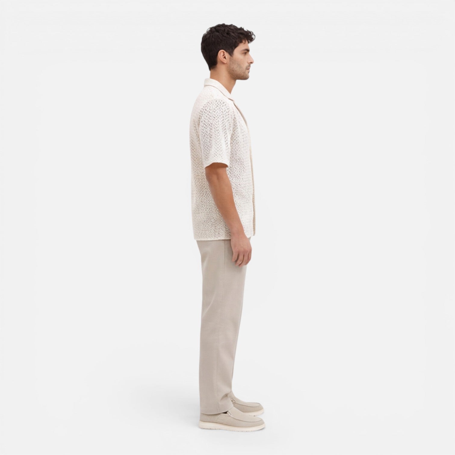 Men's Short Sleeve Knit Shirt | Breathable Summer Button-Up Top