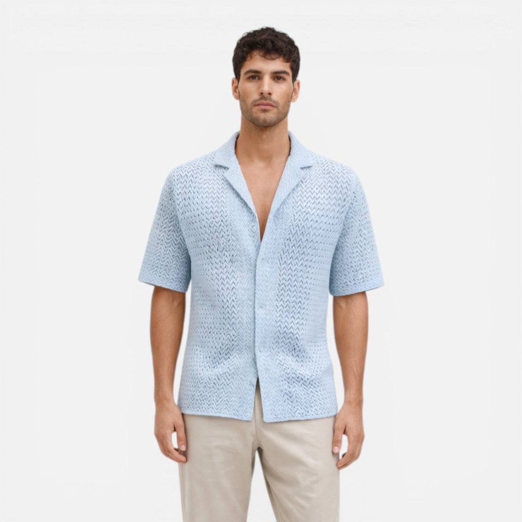 Men's Short Sleeve Knit Shirt | Breathable Summer Button-Up Top