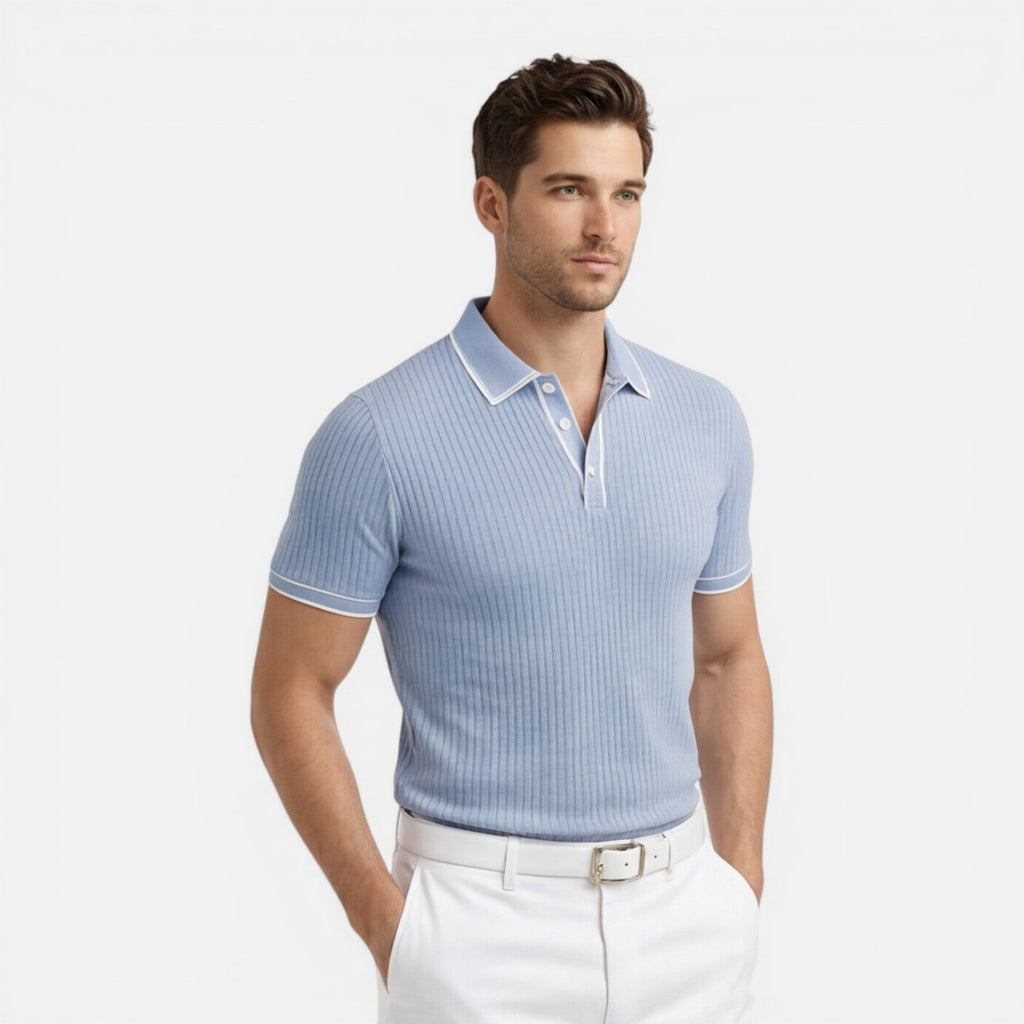 Men's Slim Fit Knit Polo Shirt | Breathable Summer Classic for Casual Wear