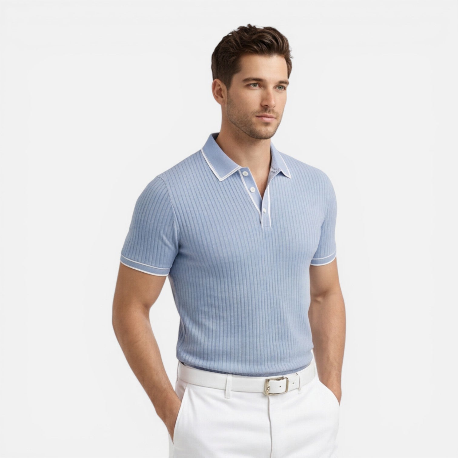 Men's Slim Fit Knit Polo Shirt | Breathable Summer Classic for Casual Wear