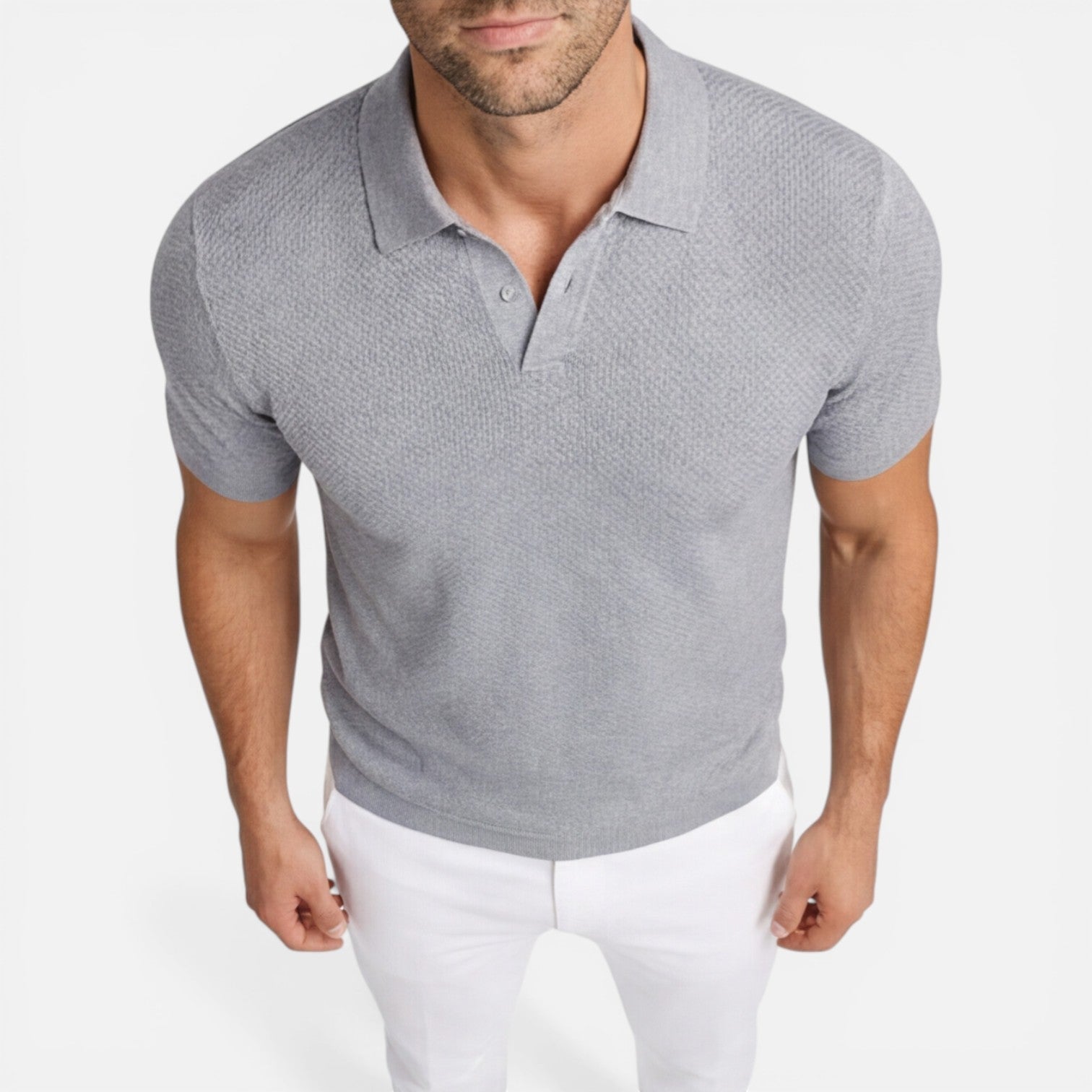 Men's Slim Fit Knit Polo Shirt | Lightweight Breathable Casual Wear