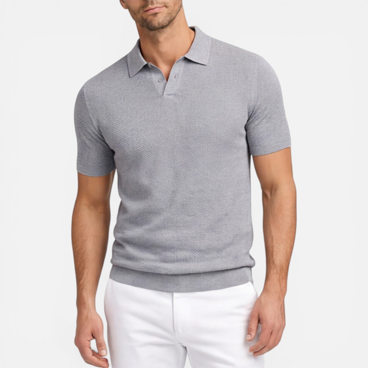 Men's Slim Fit Knit Polo Shirt | Lightweight Breathable Casual Wear