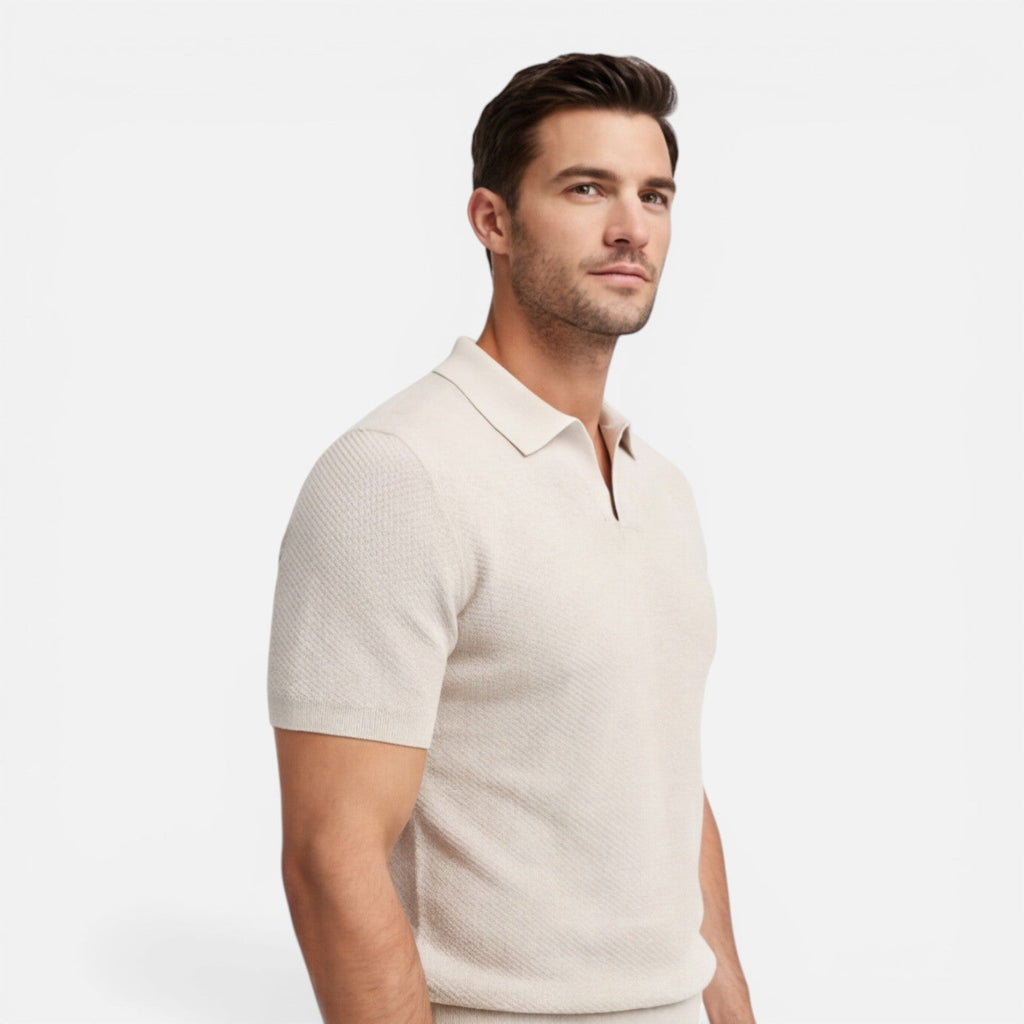 Men's Slim Fit Knit Polo Shirt | Lightweight Breathable Casual Wear