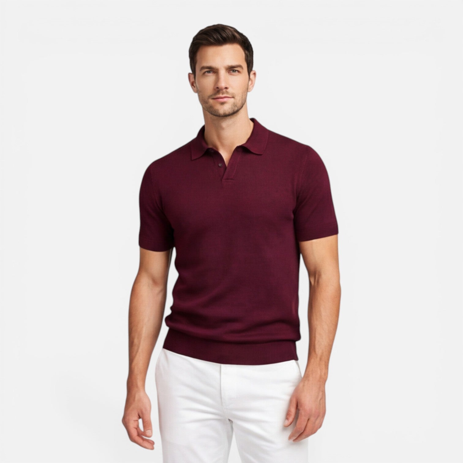 Men's Slim Fit Knit Polo Shirt | Lightweight Breathable Casual Wear