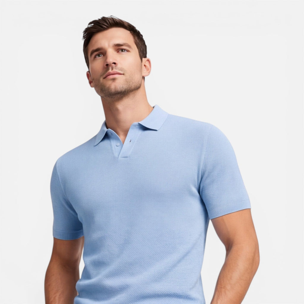 Men's Slim Fit Knit Polo Shirt | Lightweight Breathable Casual Wear