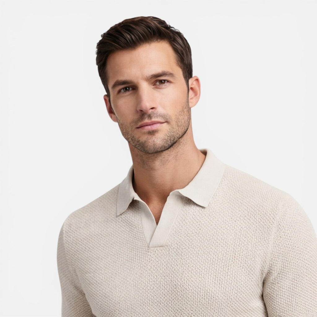 Men's Slim Fit Knit Polo Shirt | Lightweight Breathable Casual Wear