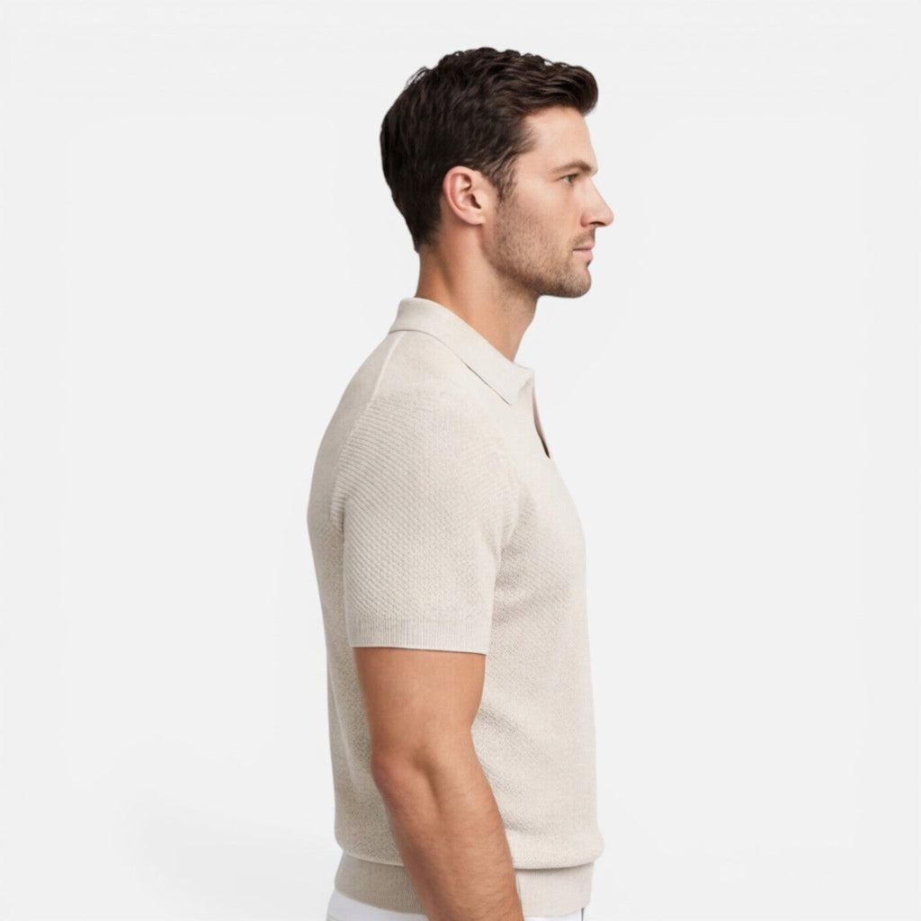 Men's Slim Fit Knit Polo Shirt | Lightweight Breathable Casual Wear