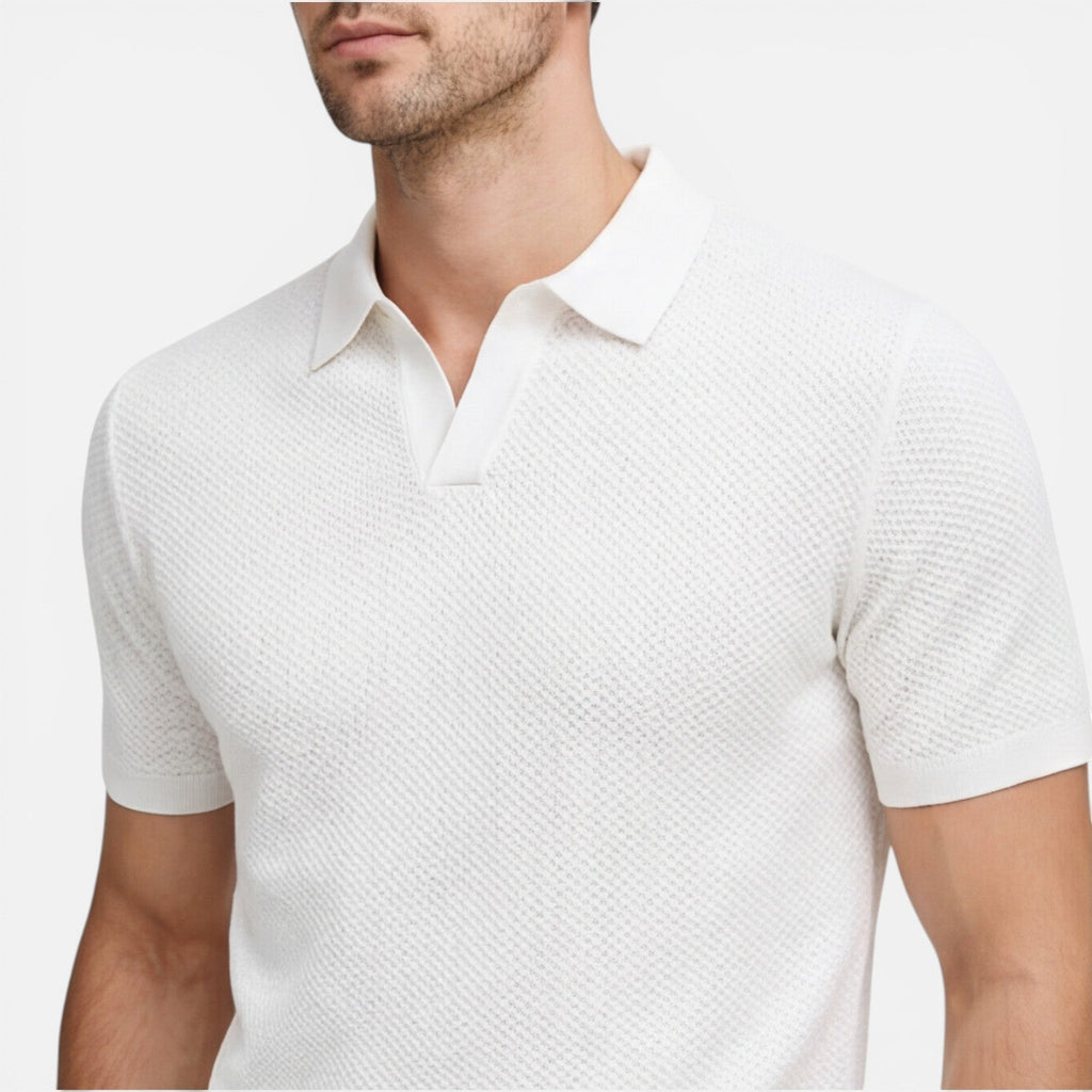 Men's Slim Fit Knit Polo Shirt | Lightweight Breathable Casual Wear