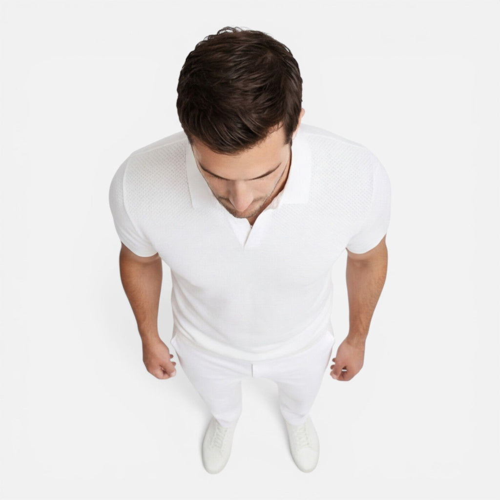 Men's Slim Fit Knit Polo Shirt | Lightweight Breathable Casual Wear