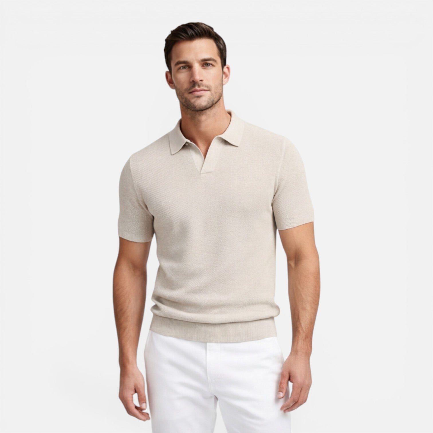 Men's Slim Fit Knit Polo Shirt | Lightweight Breathable Casual Wear