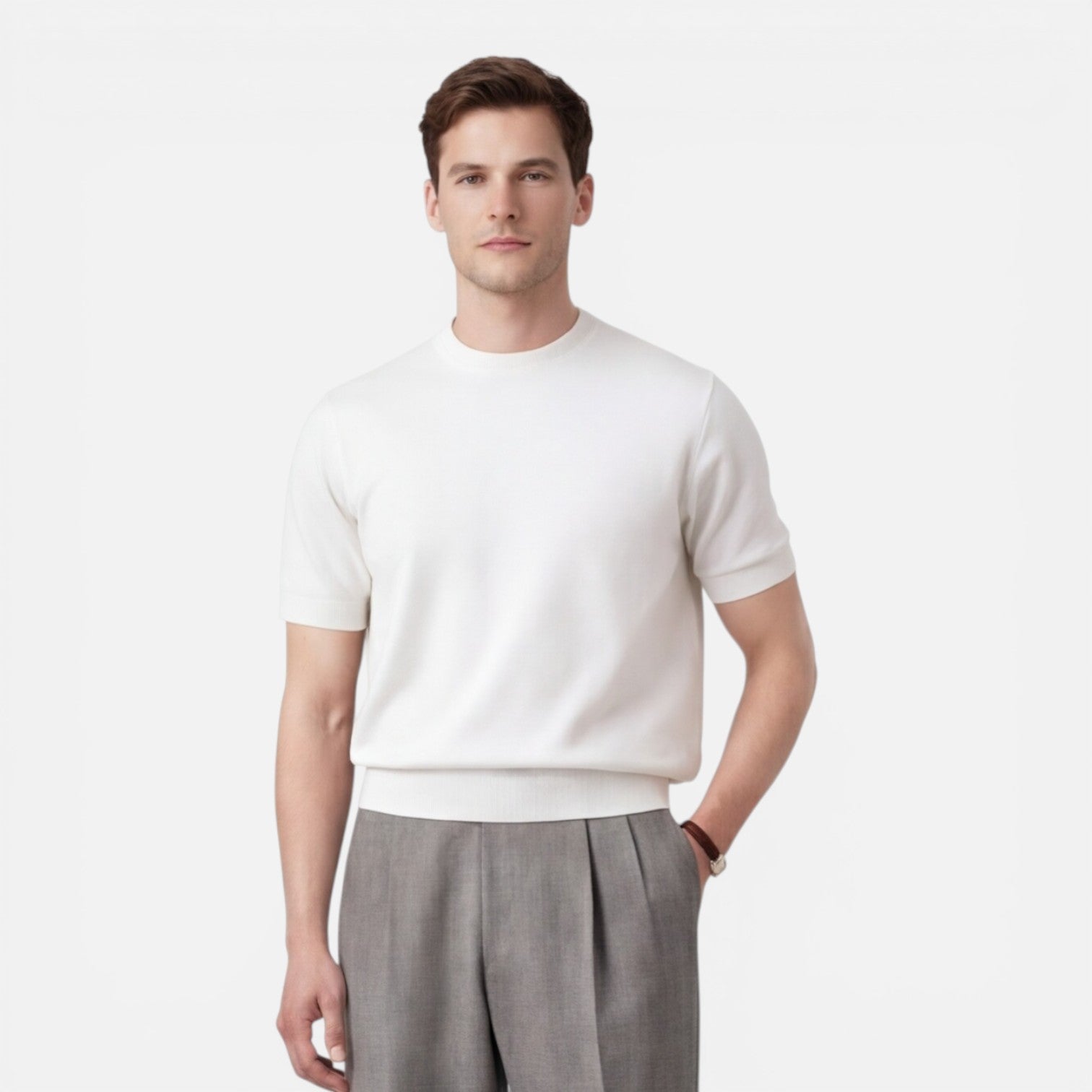 Men's Slim Fit Knit T-Shirt | Breathable Cotton | Summer Casual Wear