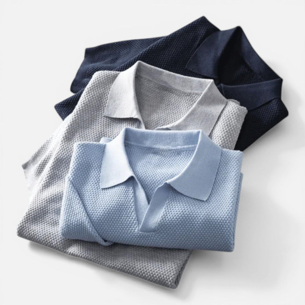 Men's Slim Fit Knitted Polo Shirt - Breathable Cotton - Classic Casual Wear