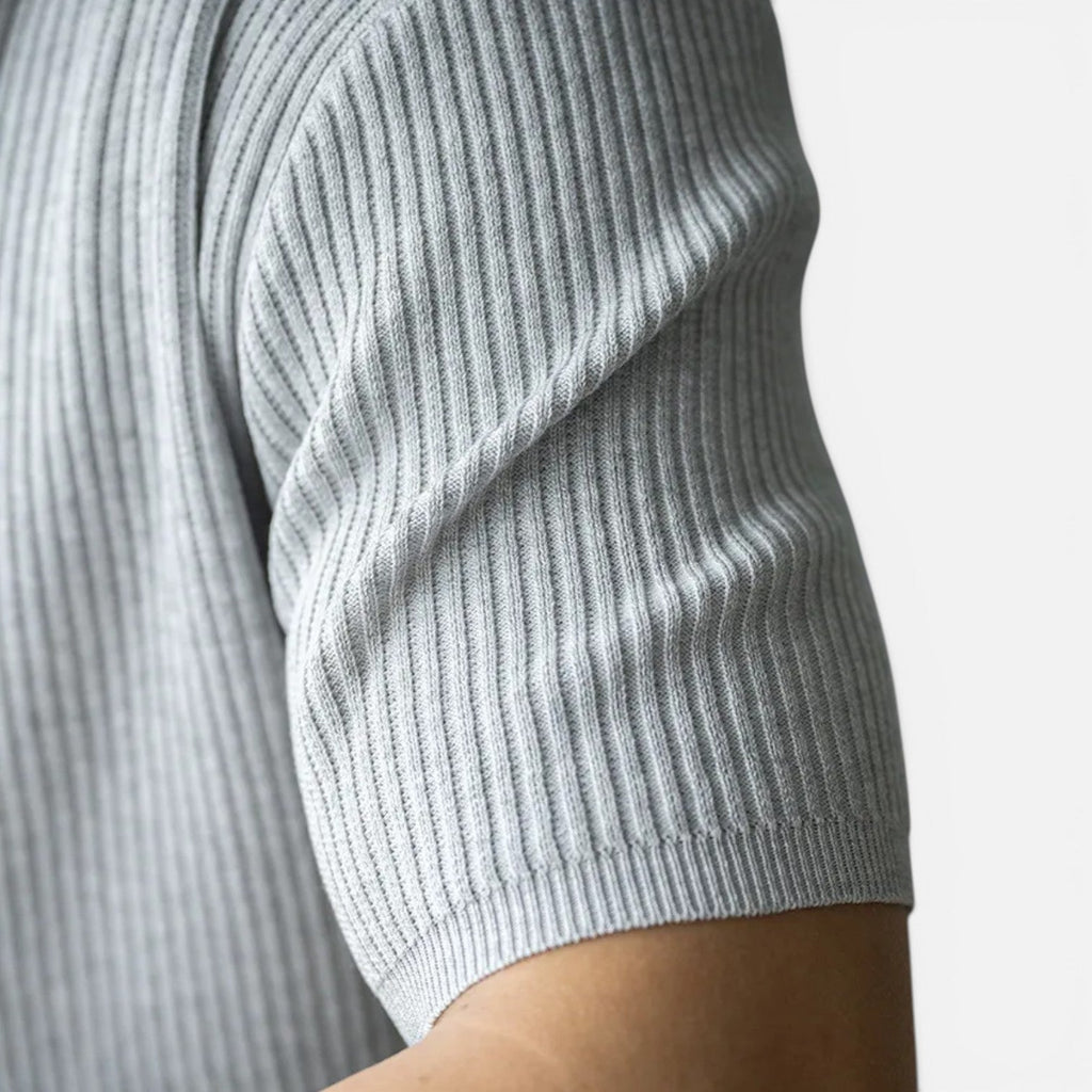 Men's Slim Fit Ribbed Knit Lightweight Summer T-Shirt - Casual Wear Top
