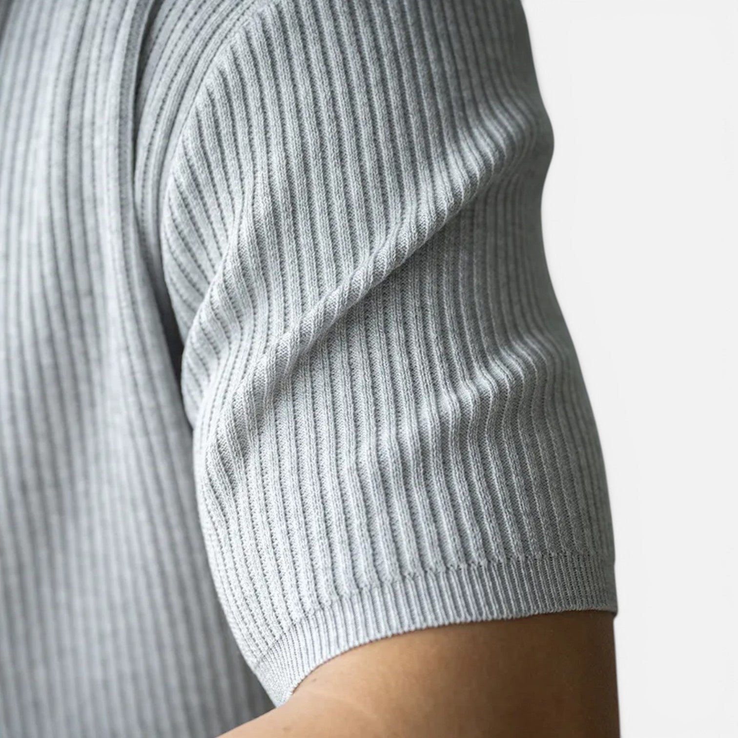 Men's Slim Fit Ribbed Knit Lightweight Summer T-Shirt - Casual Wear Top