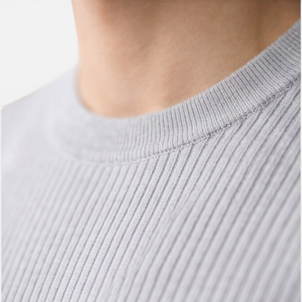 Men's Slim Fit Ribbed Knit Lightweight Summer T-Shirt - Casual Wear Top