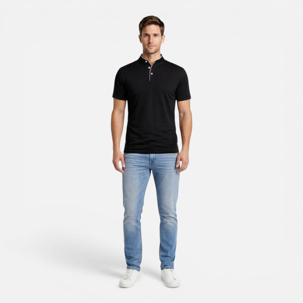 Men's Slim Fit Short Sleeve Henley Shirt in Soft Cotton for Casual Wear
