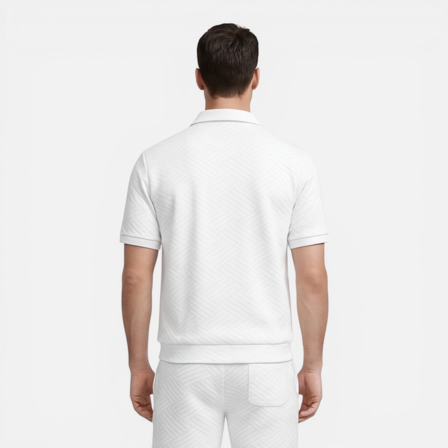Men's Slim Fit Summer Matching Set - Zip Shirt & Drawstring Shorts