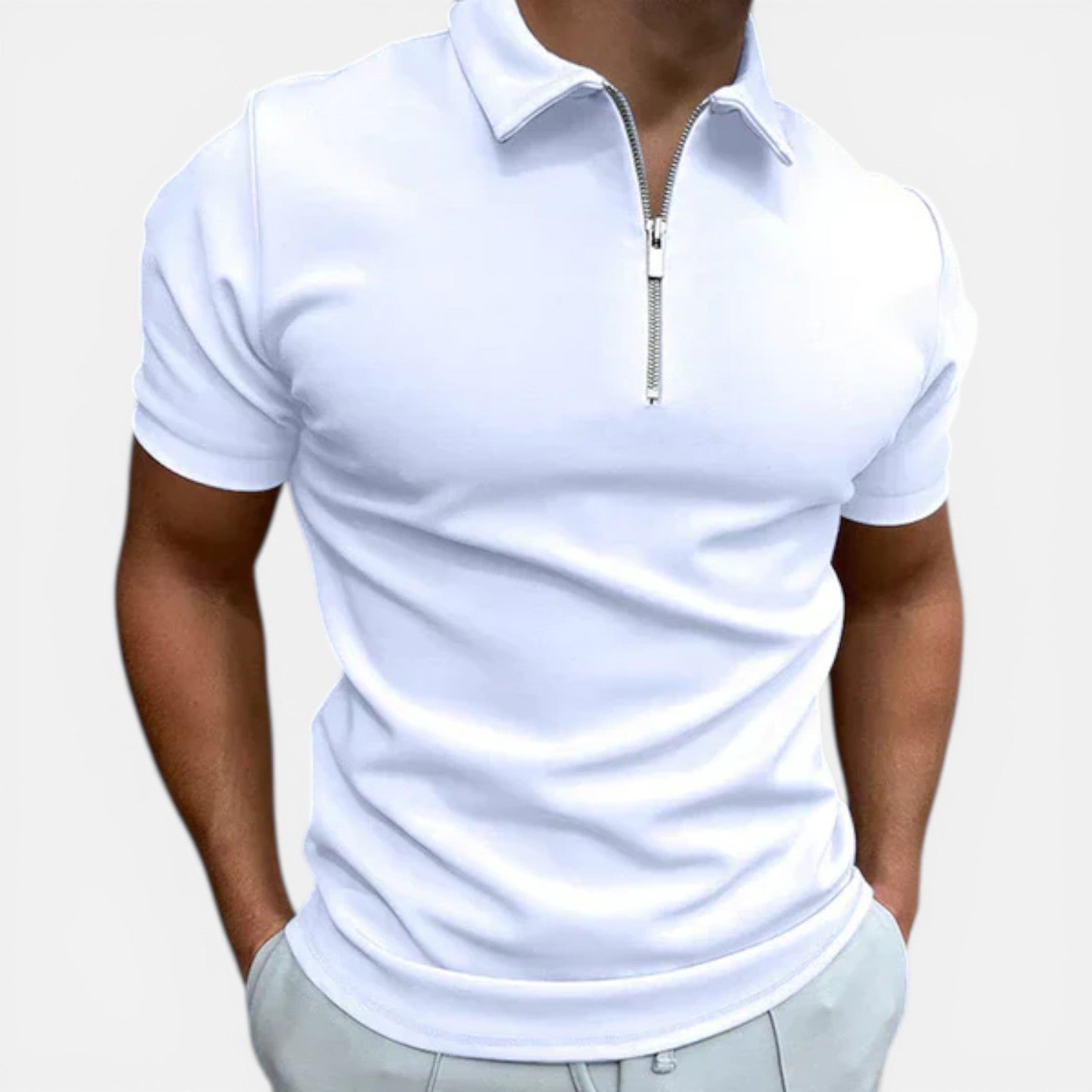 Men's Slim Fit Zip Polo Shirt | Smart Casual Style for Everyday Wear
