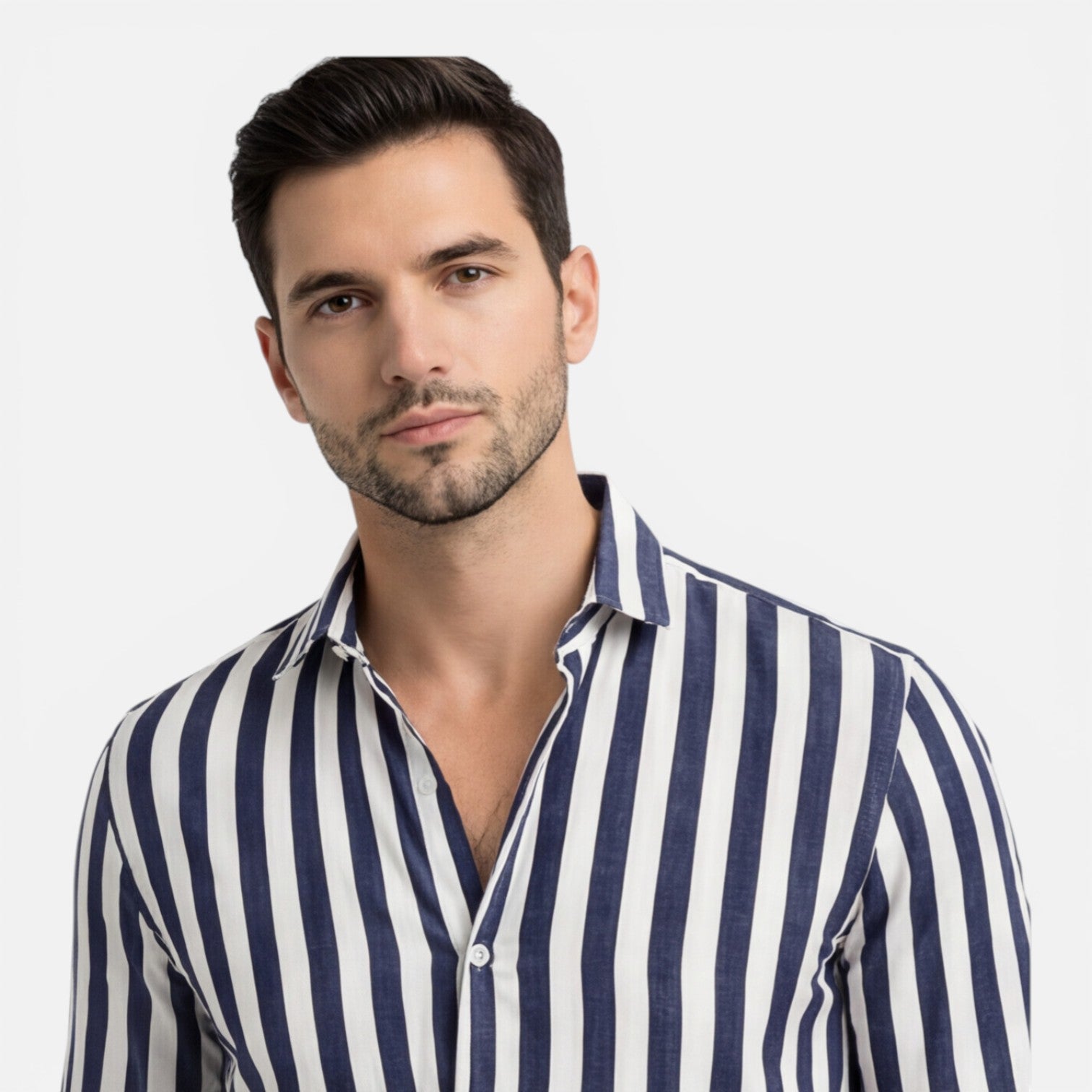 Men's Striped Cotton Shirt | Breathable Slim Fit | Classic Casual Wear