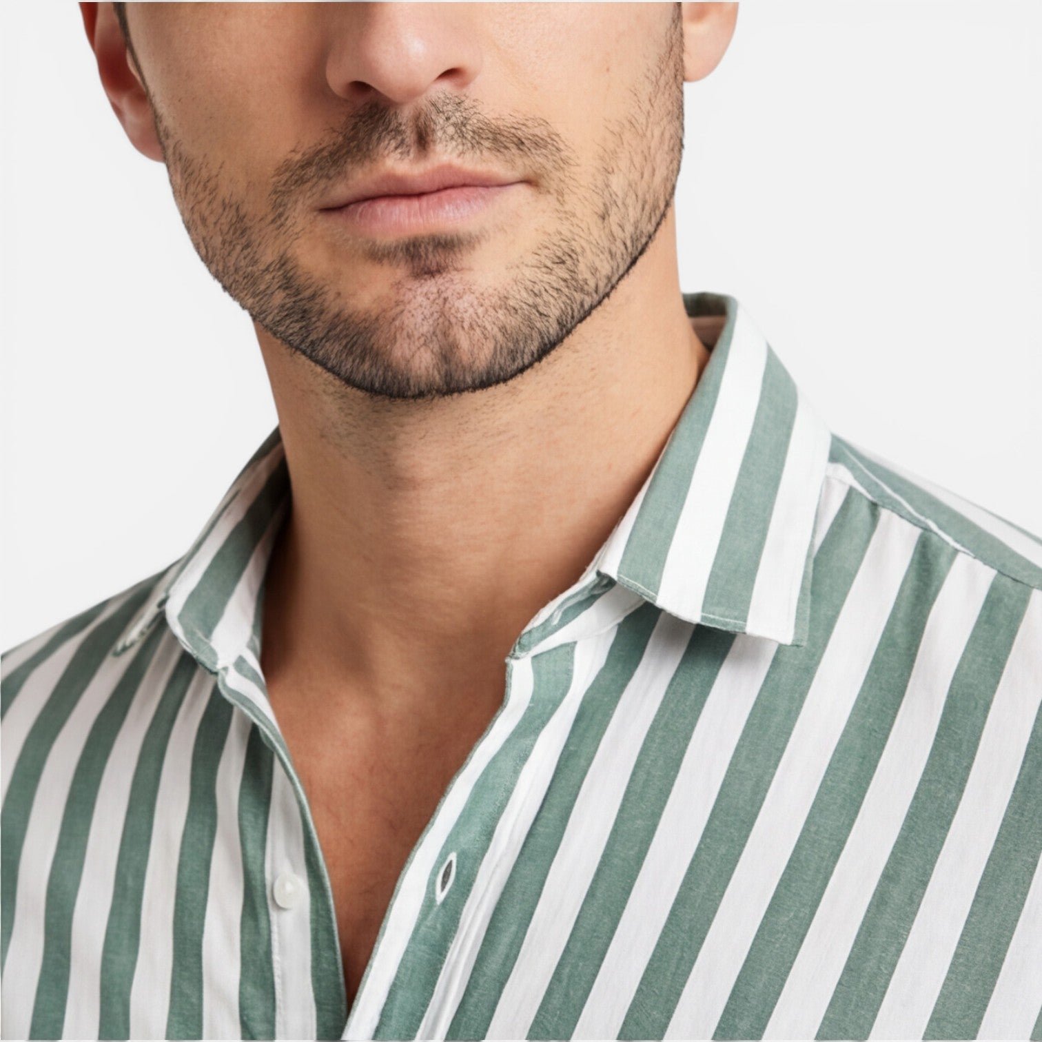 Men's Striped Cotton Shirt | Breathable Slim Fit | Classic Casual Wear