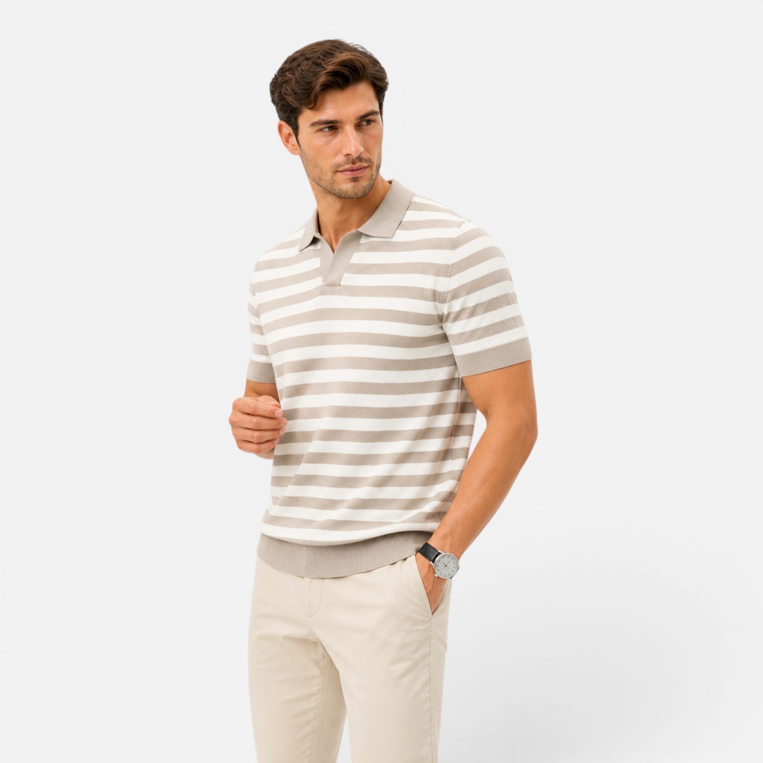 Men's Striped Slim Fit Polo Shirt | Soft Cotton Summer Wear for Casual Outings