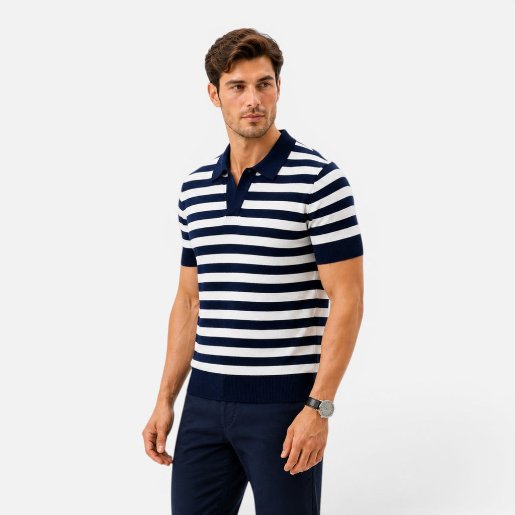 Men's Striped Slim Fit Polo Shirt | Soft Cotton Summer Wear for Casual Outings