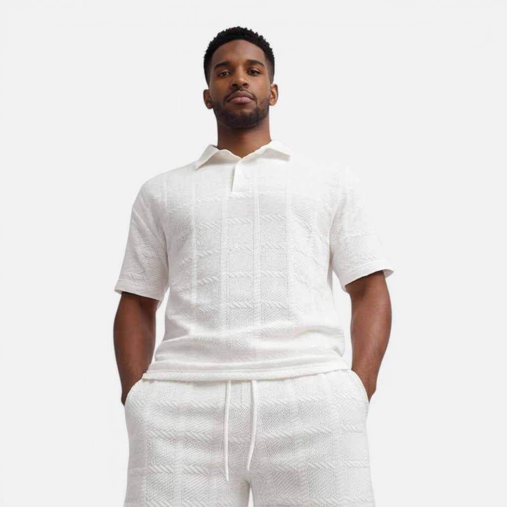 Men's Structured Knit Polo and Shorts Set | Breathable Summer Outfit