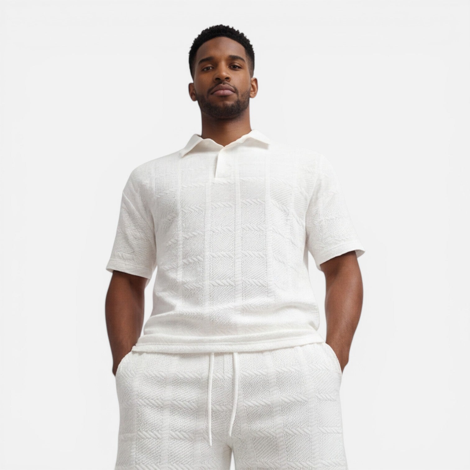 Men's Structured Knit Polo and Shorts Set | Breathable Summer Outfit