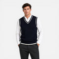 Men's Wool Cable Knit V Neck Sweater Vest for Business Casual Wear