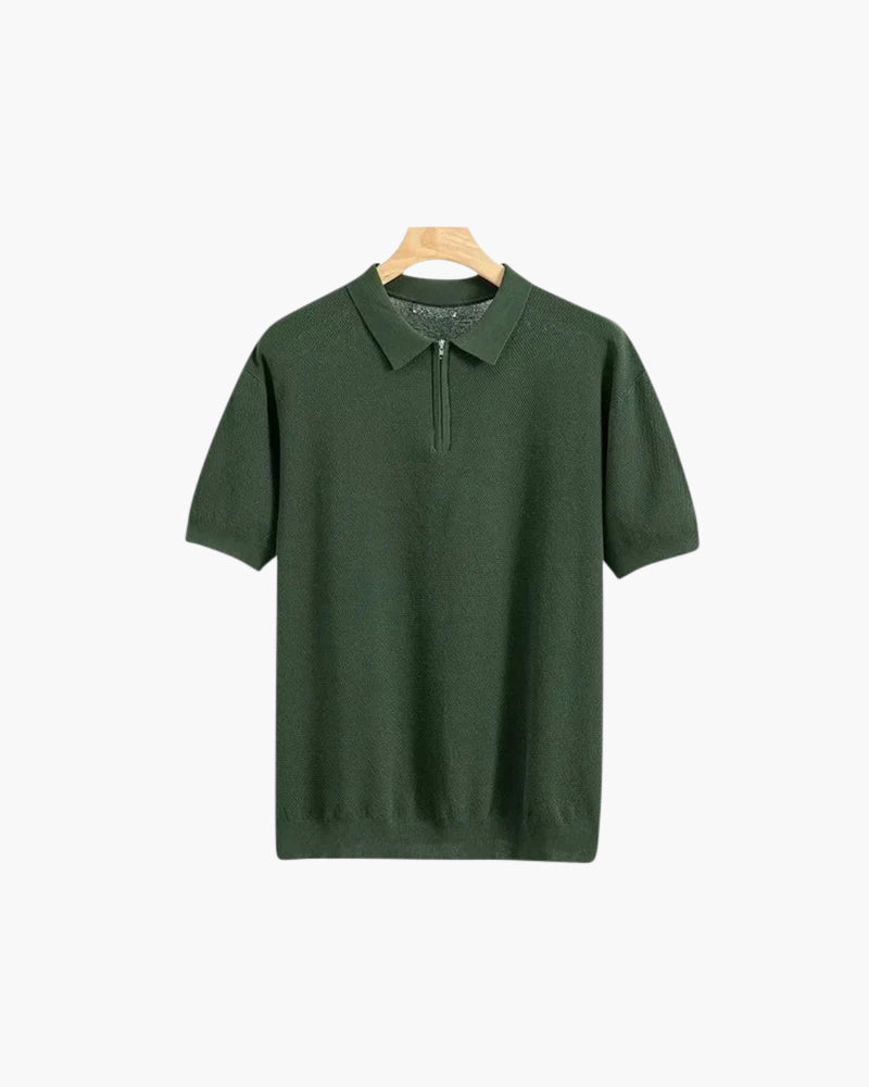 Men's Zip Up Polo Shirt - Soft Cotton Blend - Casual Wear - Multiple Colors