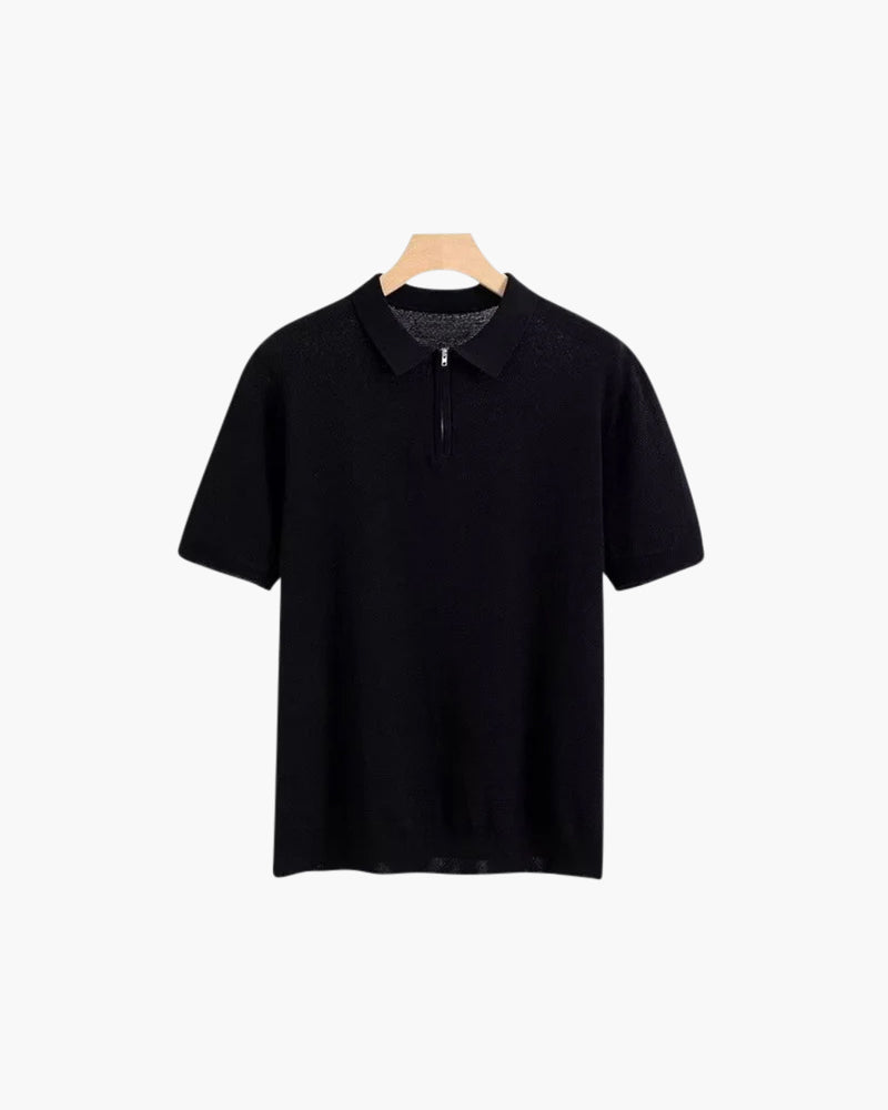 Men's Zip Up Polo Shirt - Soft Cotton Blend - Casual Wear - Multiple Colors